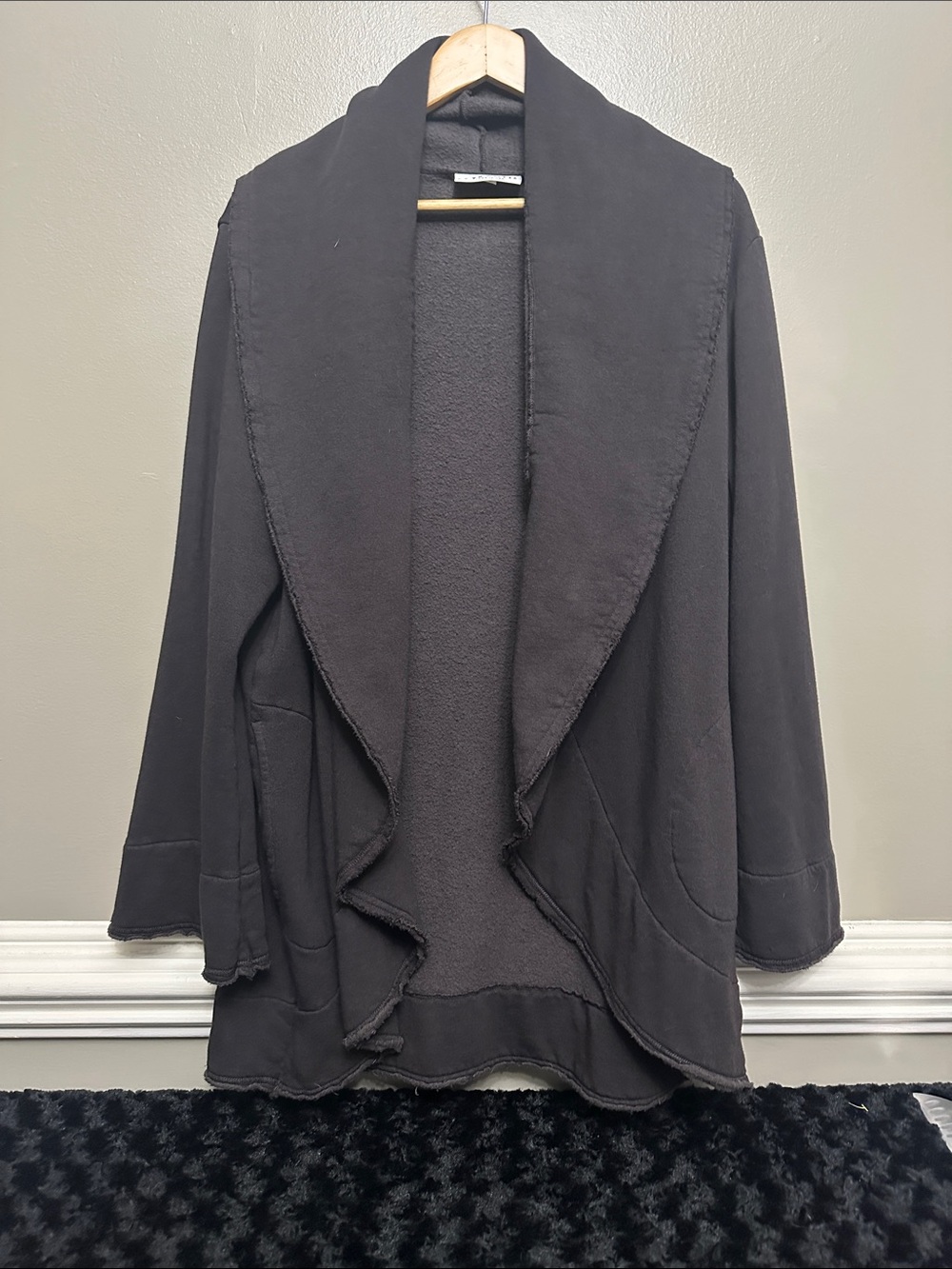 Bryn Walker cocoon open front charcoal gray/ black cardigan Sz XL